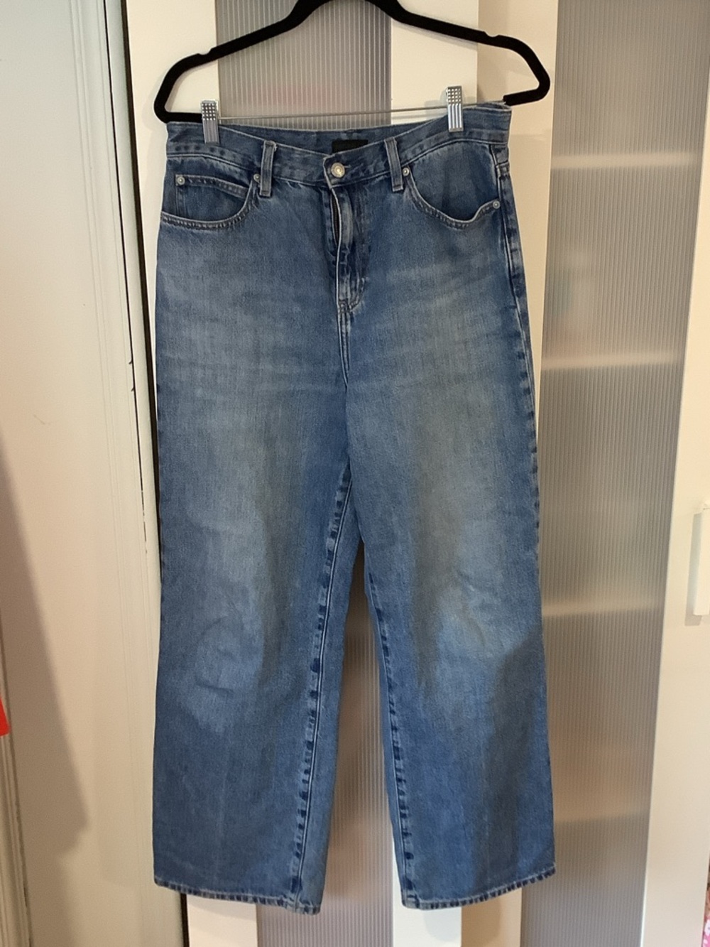 Uniqlo Dark Blue Denim Jeans with Tan Topstitching